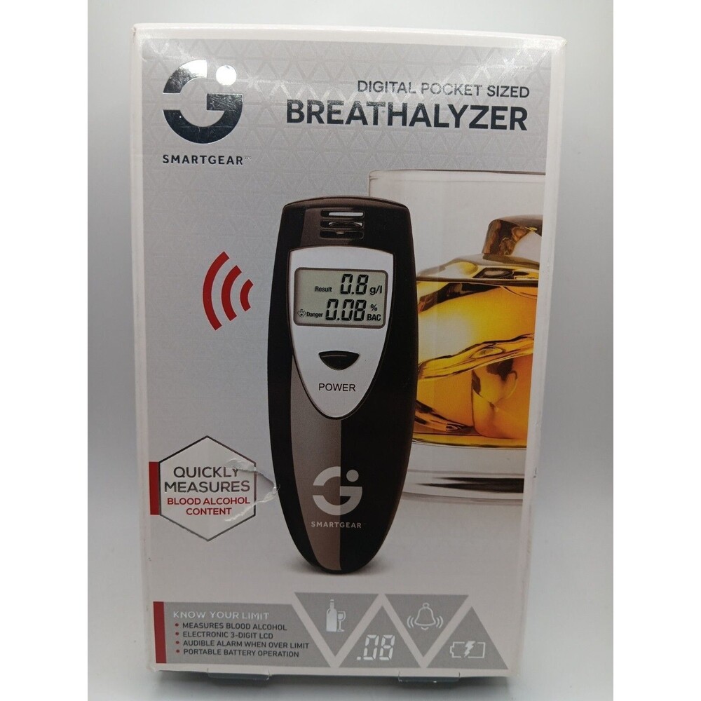 Smart Gear Digital Pocket Sized Breathalyzer, Alarm Sounds When Over Limit
